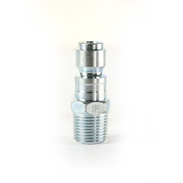 Interstate Pneumatics 3/8 Inch Auto Coupler Plug x 3/8 Inch Male NPT (Silver Color), PK 100 CPA661Z-100K